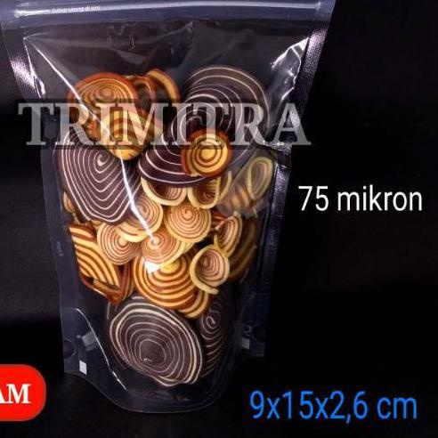 ☏ Plastik Kemasan 915 Snack Standing Pouch Bening Klip Zipper 100 gram ➯