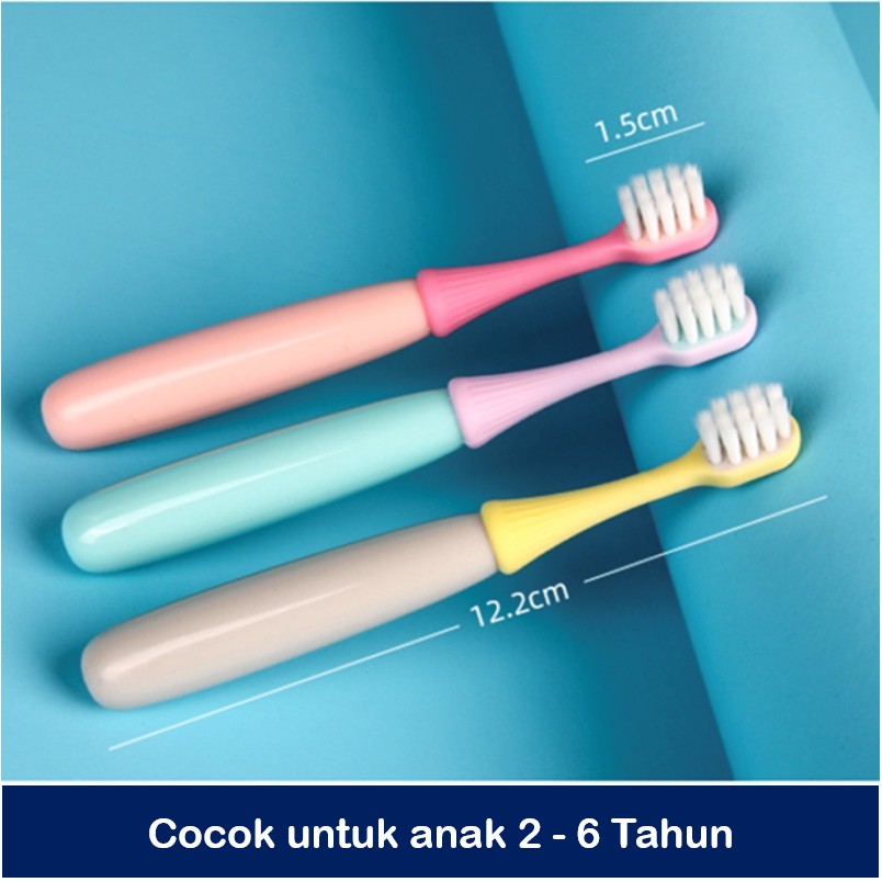 LIGERA 3 Pcs Set Sikat Gigi Bayi / Anak 2-6 Tahun Kids Toothbrush Warna Warni