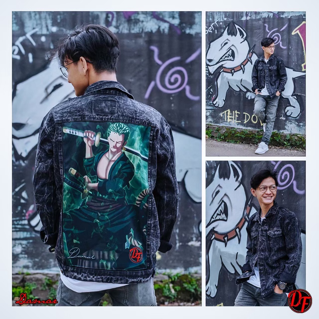 JAKET JEANS GAMBAR BELAKANG - JAKET JEANS SANDWASH PRINTING - JAKET JEANS PRIA - JAKET DENIM BISA COD