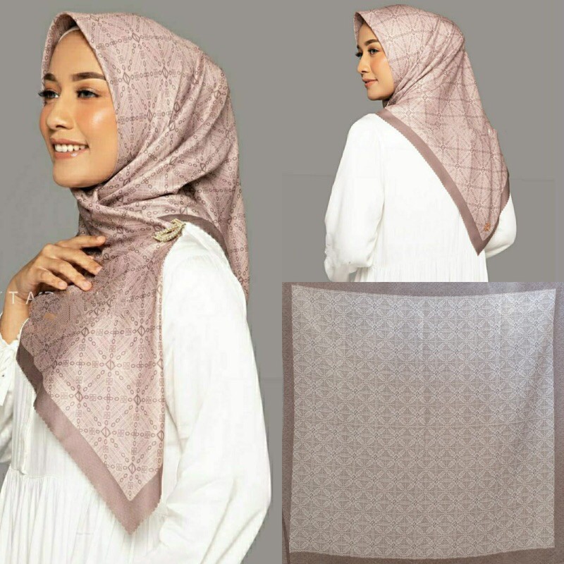 [GROSIR MURAH] Hijab Segi4 Voal Motif LC  / S4 Voal Motif LaserCut TERBARU #fth216 & fth423-Latte