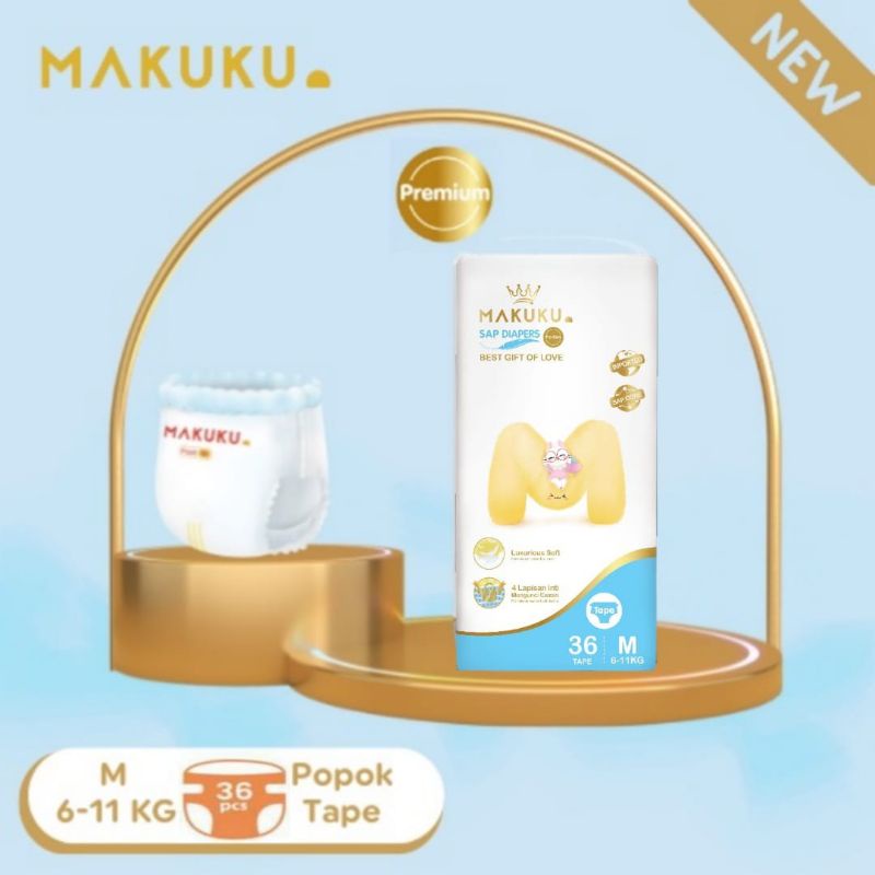 MAKUKU Sap Diapers Procare Tape M36 | Popok Bayi Perekat | Popok Bayi Premium