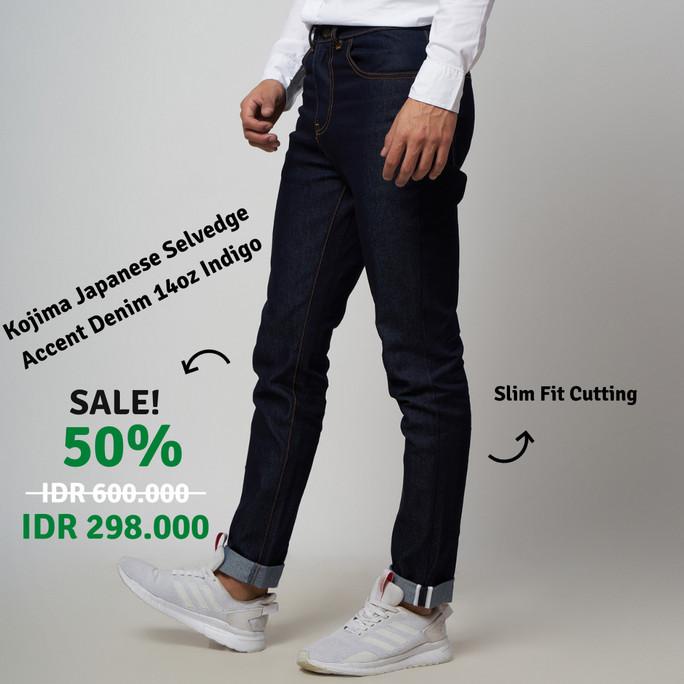 kojima japanese selvedge accent denim 14oz indigo