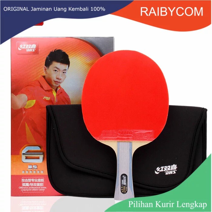 Bet Pingpong Tenis Meja DHS 6002 Karet Hurricane 8 & Tin Arc Ping Pong