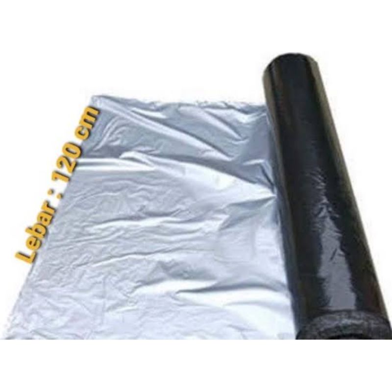 Plastik ROLL HITAM SILVER JUMBO | plastic MULSA tanaman pupuk sinar matahari UV super tebal sangat besar jumbo | plastik rol gulung gulungan black silver