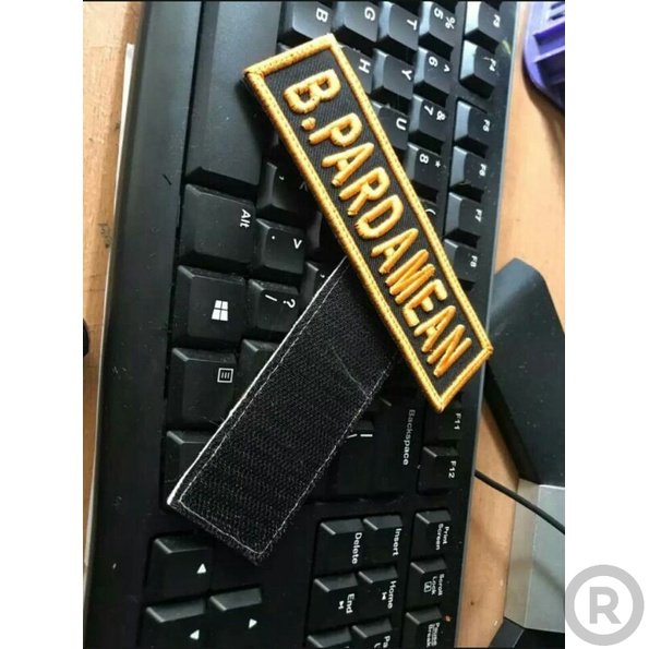 Bordir Nama timbul plus perekat Bordir Nama Custom