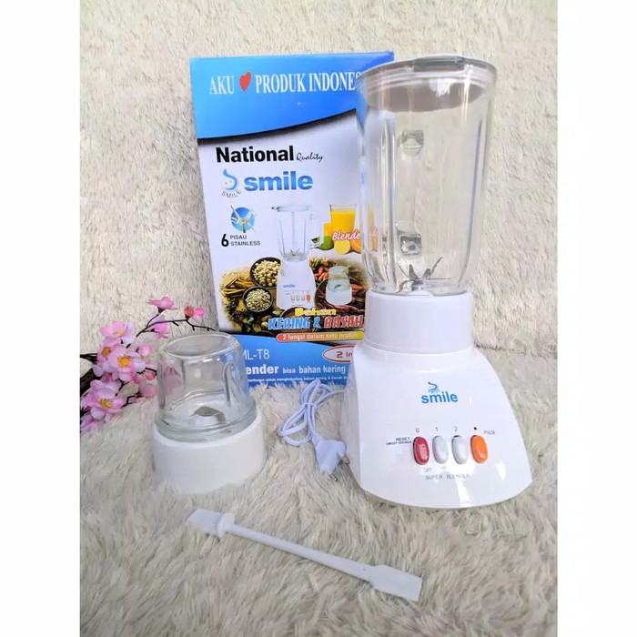 National Smile Blender 2 in 1 Gelas Kaca SML-T8 - Blender Murah Berkualitas