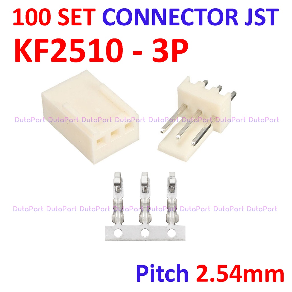 100 SET Connector JST KF2510 - 3P - Male Female Pin Kaki Lurus 2.54mm