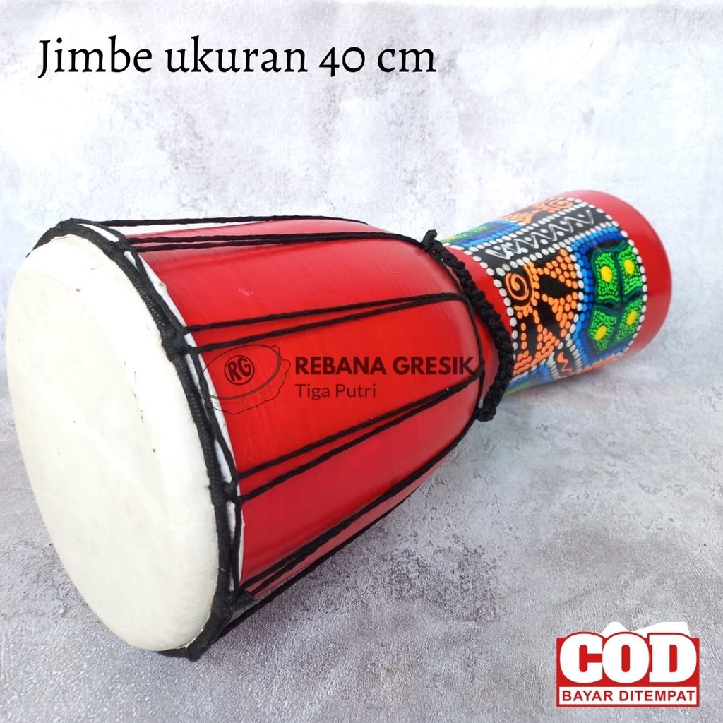 Alat Musik Kendang gendang Jimbe Jumbo Ukuran 40 cm Merah