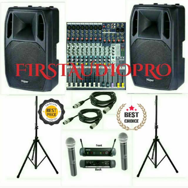 PAKET SOUND SYSTEM SPEAKER AKTIF HUPER AK15A / AK 15A + MIXER SOUNDCRAFT EFX 8