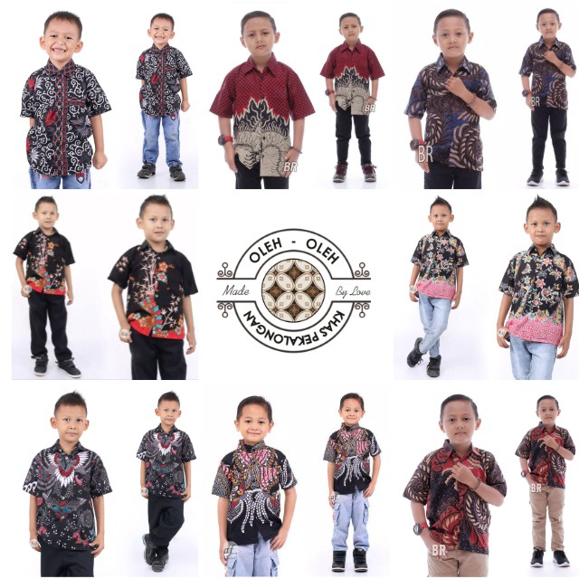 Baju Batik Anak  Laki Laki laki umur 2-12 tahun Hem Batik anak Pendek