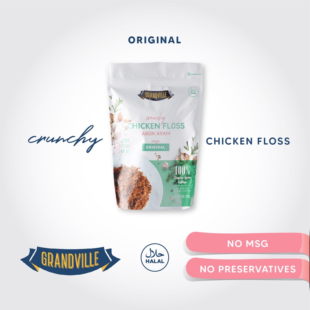 Grandville Abon Sapi Ayam Crunchy Original Spicy Beef Chicken Floss Single Pack Original