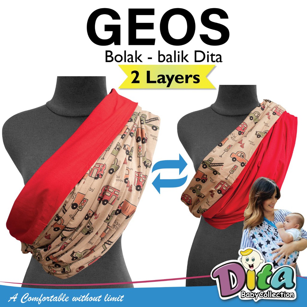 Gendongan Geos DITA Bolak-Balik - Gendongan Bayi Geos Dita Bolak-Balik Aneka Motif