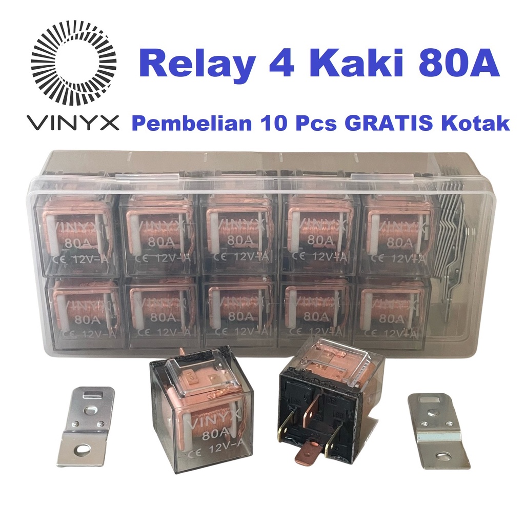 Relay Rilay Rilai Klakson Kelakson Lampu Tembak Sorot LED Alarm Mobil Motor 4 Pin Kaki 80A 12V Horn