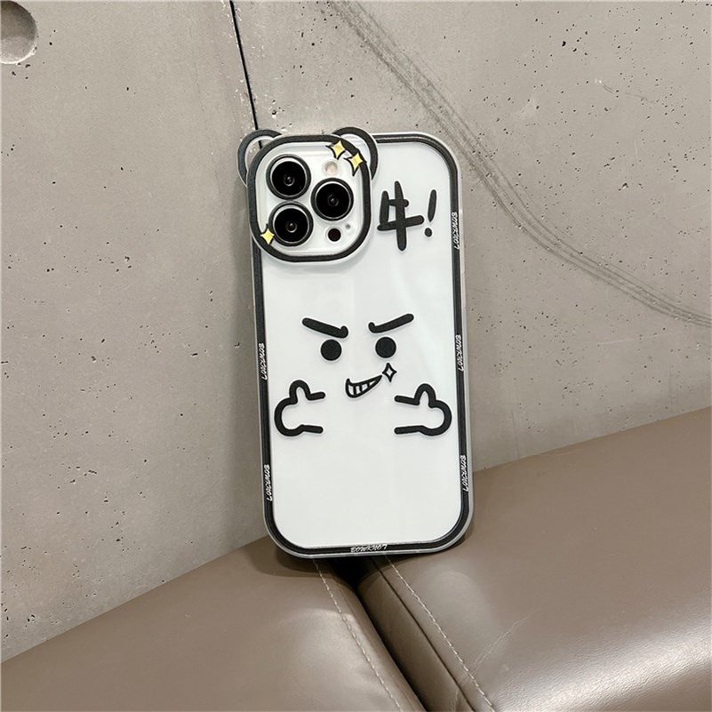 Soft Case Pelindung Penuh Desain Ekspresi Lucu Untuk Compatible for iPhone 14 13 12 11 Pro Max X Xr Xs Max iPhone 8 7 6 6s Plus SE 2020 Funny Expression Clear Mobile Phone Case Full Cover Straight Edge Soft Shell Phone Protective Cover
