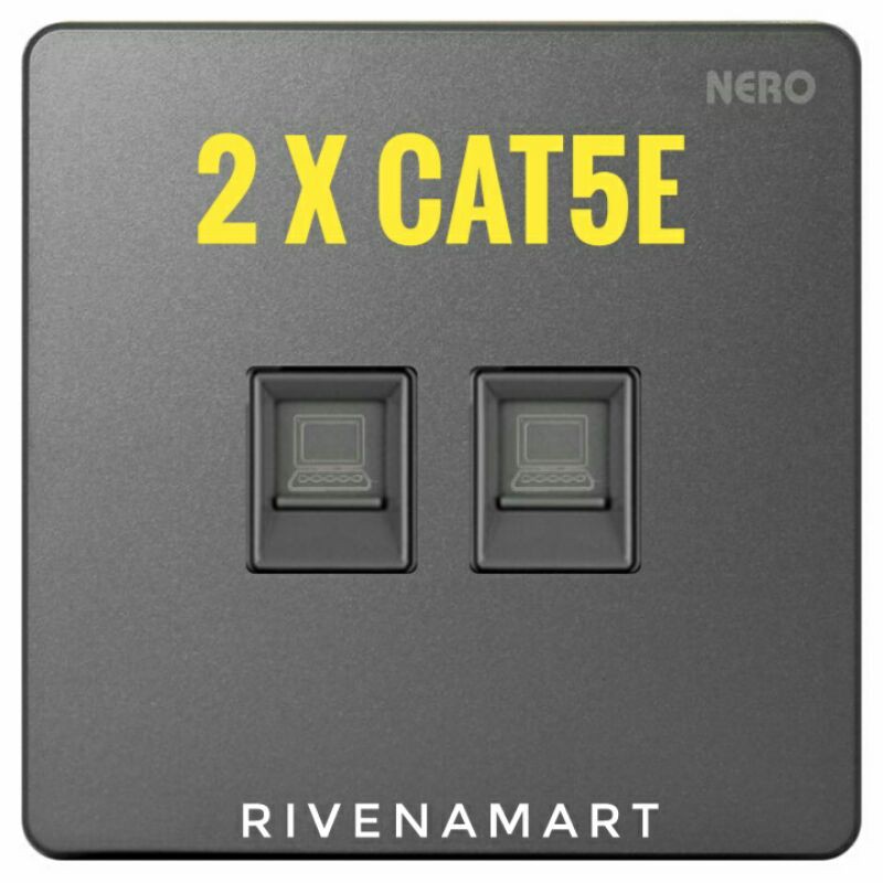 Nero Casa X2 Grey Saklar Double Internet / Data Outlet Cat5e X2PC2-GR