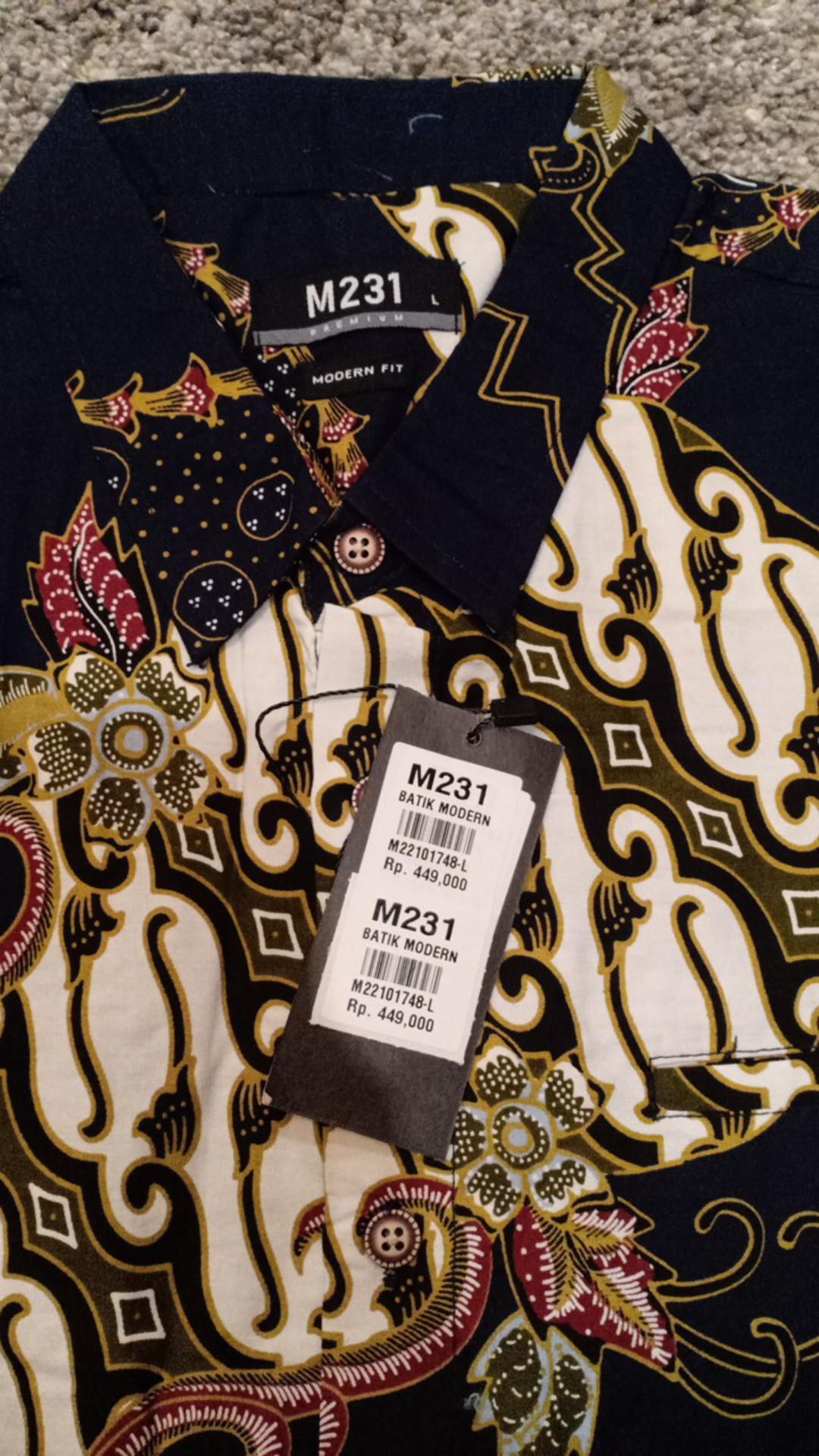 M231 Kemeja Pria Batik Pendek Navy 1748a