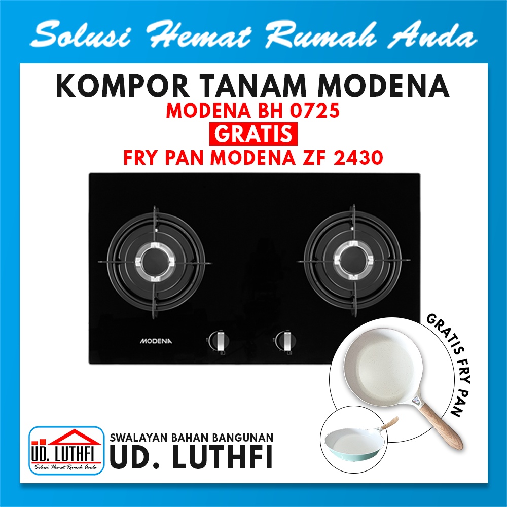 kompor tanam 2 tungku modena bh 0725   kompor tanam modena bh 0725