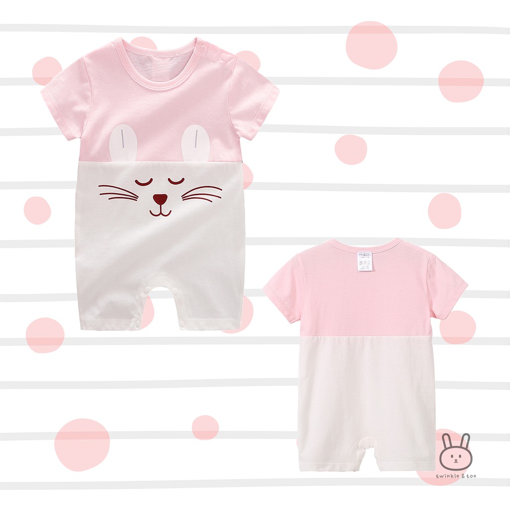 TWINKLENTOE | Baju Romper / Jumper Bayi Perempuan Pink Kelinci Import Unisex