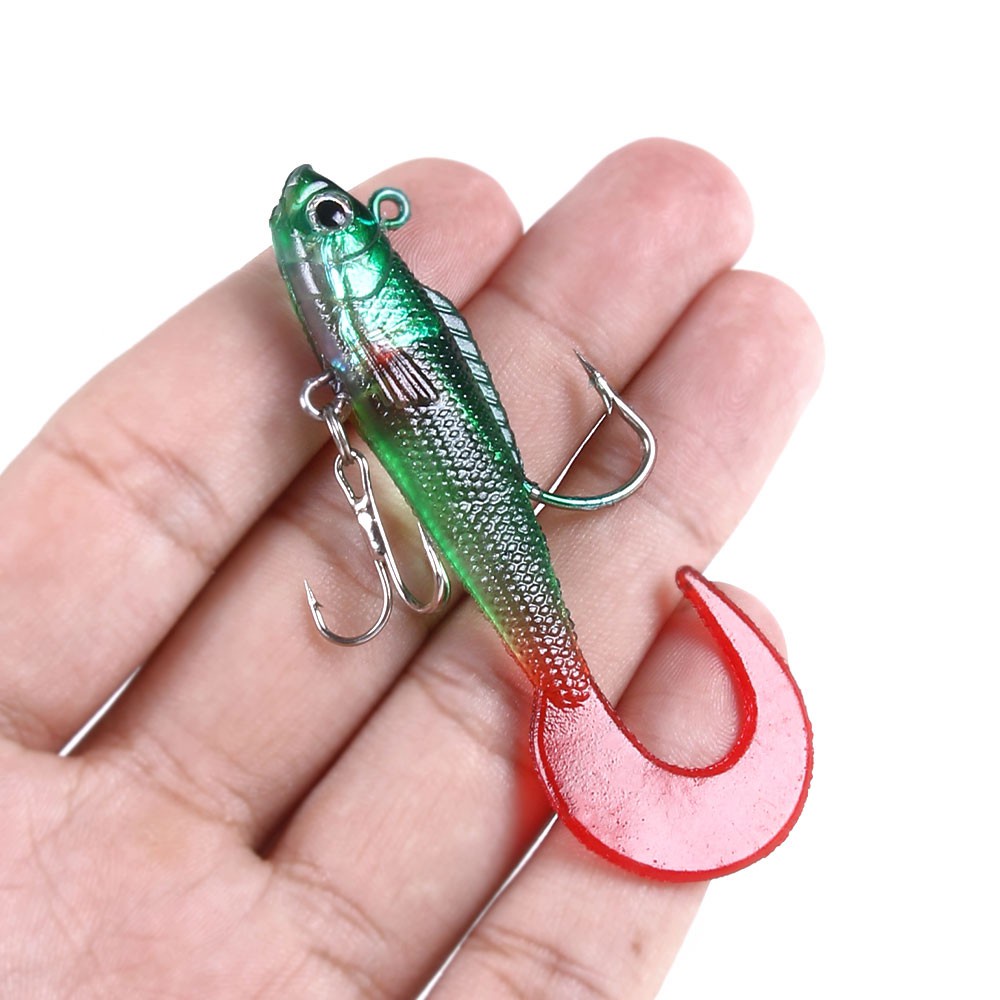 Hengjia 5pcs / Kantong Umpan Pancing Ikan 5 Warna 7cm / 9g Dengan Kepala Timah Jig 6# Kail Pancing Treble