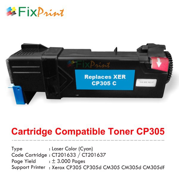 Catridge Compatible Fuji Xerox CP305 Cyan, CT201633 Murah