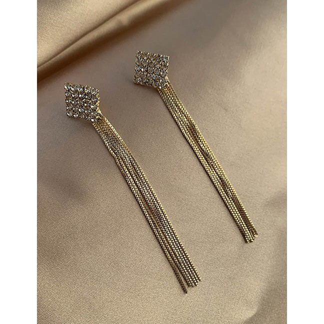 LRC Anting Tusuk Fashion Golden Tassel Stud Earrings K13214