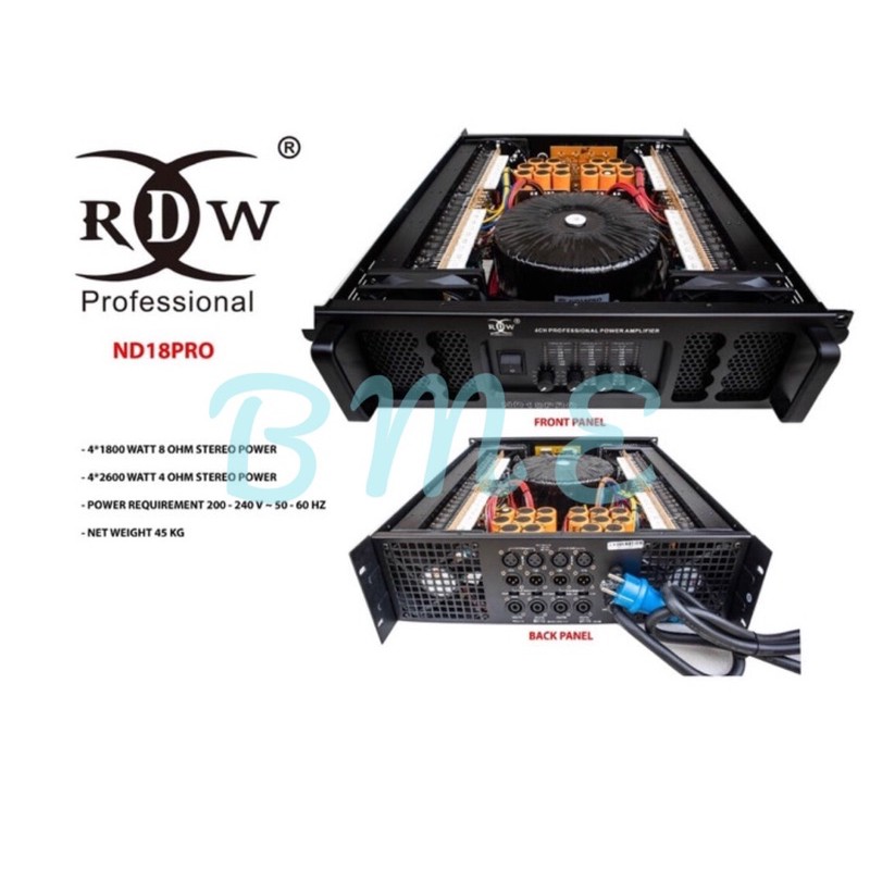 POWER AMPLIFIER RDW ND18PRO/ND18 PRO/ND 18PRO 4CH 1800 WATT ORIGINAL