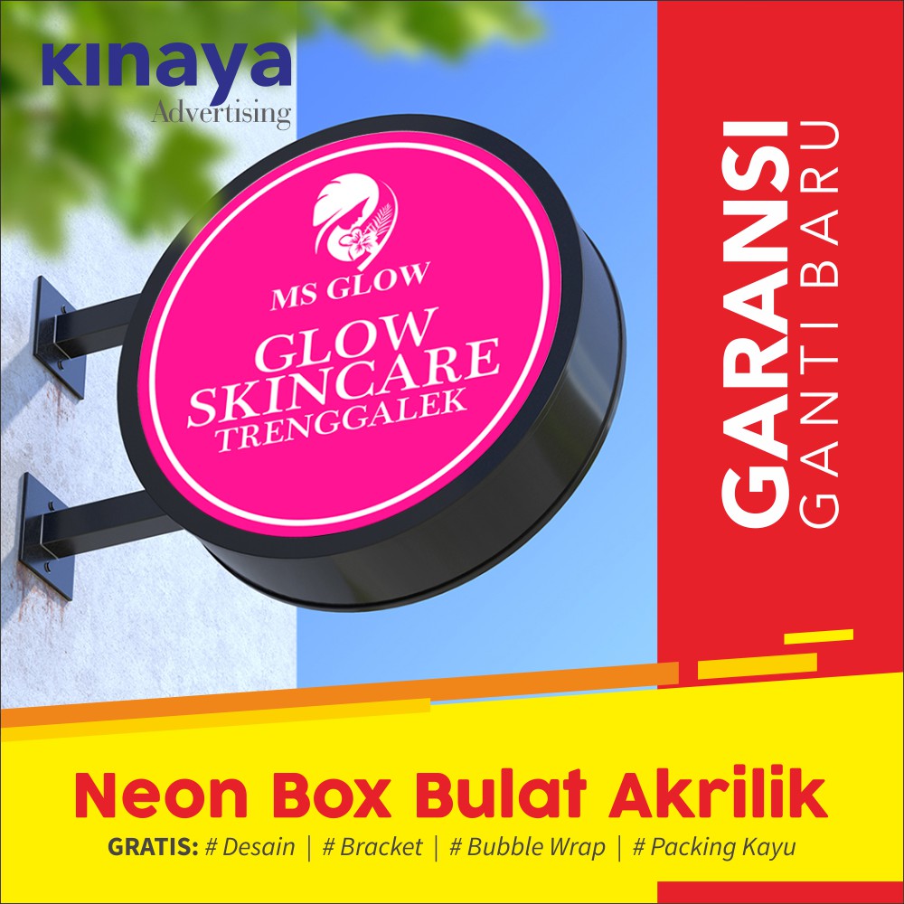 

NEON BOX BULAT 1 Meter 2 sisi