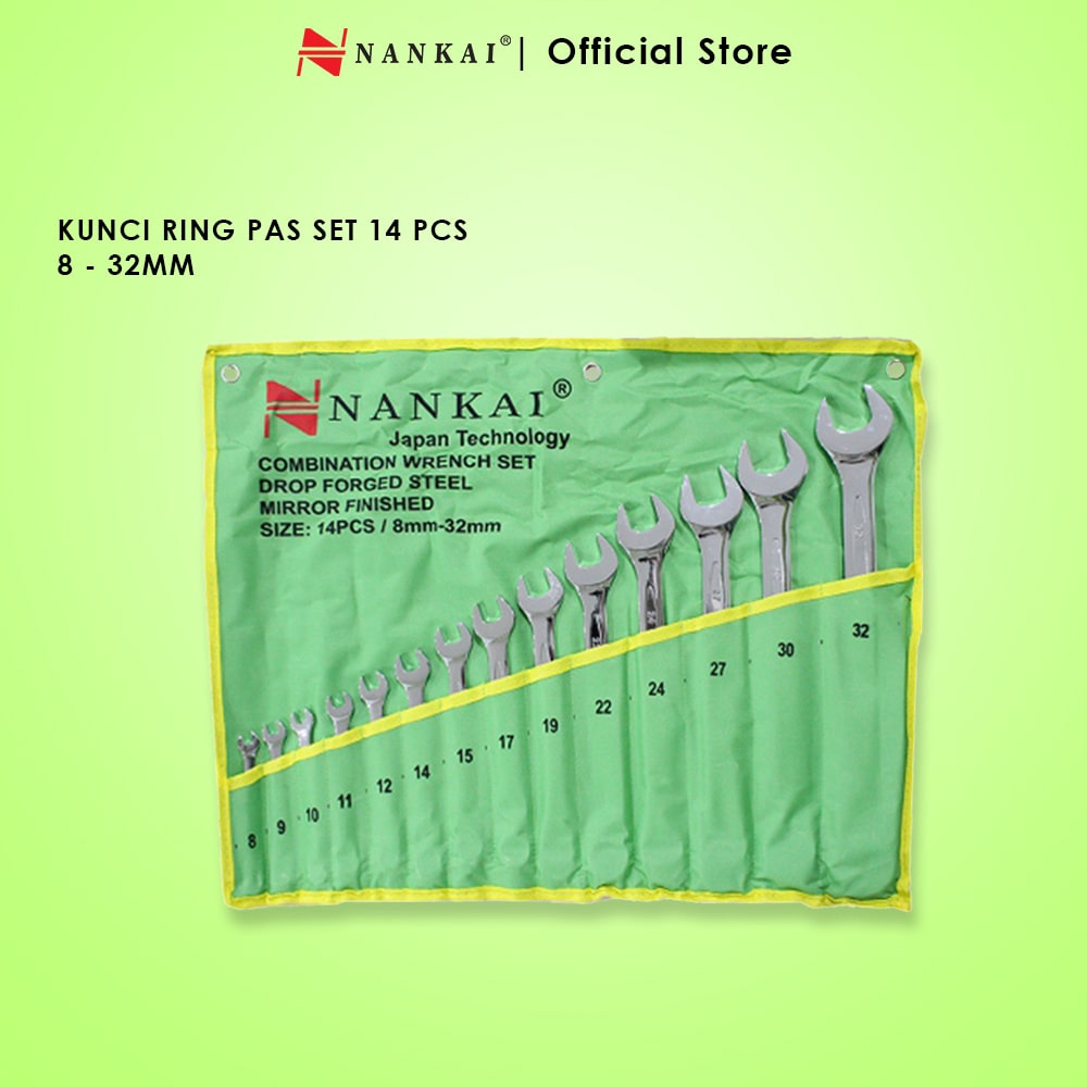 Kunci Ring Pas Set 14 Pcs (8-32mm) Nankai