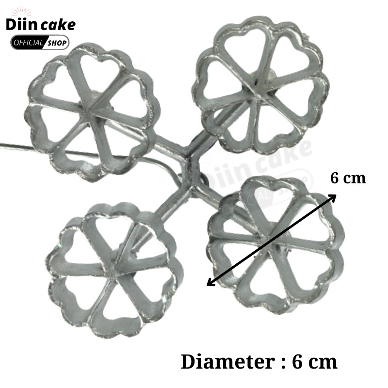 Cetakan Kue Kembang Goyang Bentuk Bunga / Bintang Cabang Gandeng isi 4 Jumbo