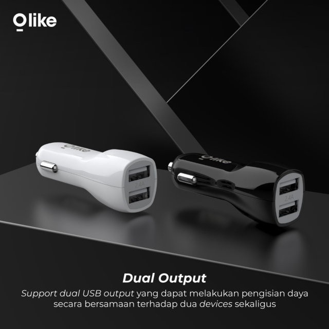 Olike Car Charger Mobil Dual Port USB Fast Charging 2.4A R1