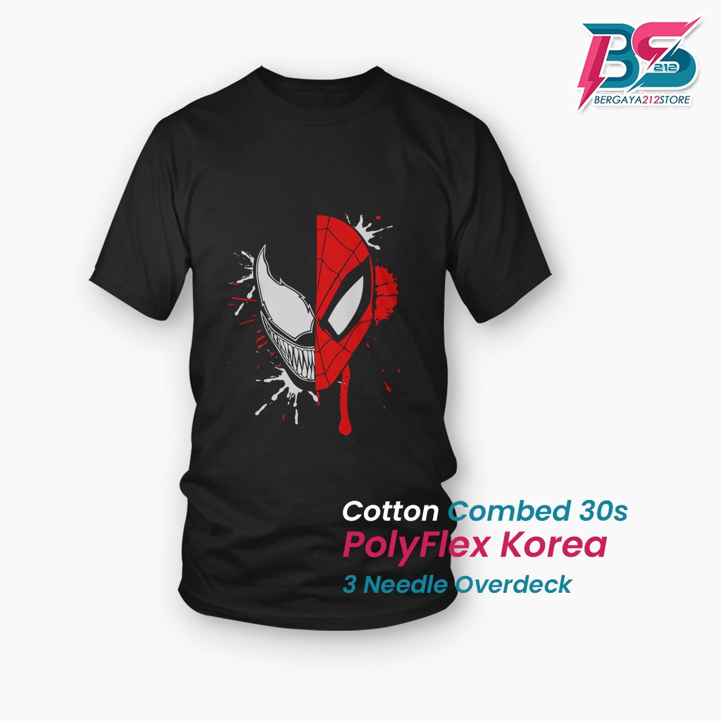 Kaos Distro SPIDERMAN VS VENOM Cotton Combed Sablon Unisex / Baju Logo Superhero Keren