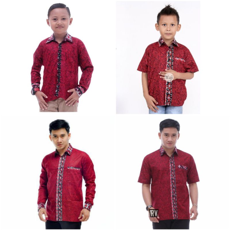 TERBARU Couple sweet || couple batik ayah dan anak cowok BATIK MERAH PUSER