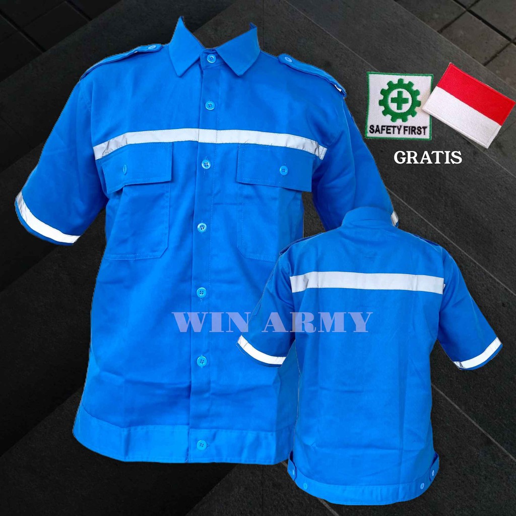 Wearpack Safety NAVY Atasan Kemeja Pendek Baju Kerja Murah Seragamku new