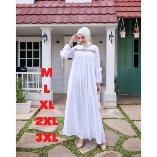 Gamis Putih Gamis Jumbo Gamis Putih Wanita Baju Gamis Wanita Terbaru 2022 Dress Kondangan Gamis Putih Manasik Haji Gamis Putih Jumbo Gamis Remaja Audrey Maxy R22