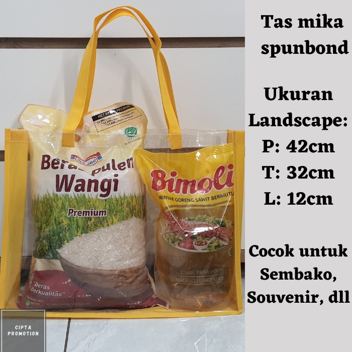 

Tas mika spunbond Goodiebag Mika Jumbo | Goodiebag sembako | 42x12x32