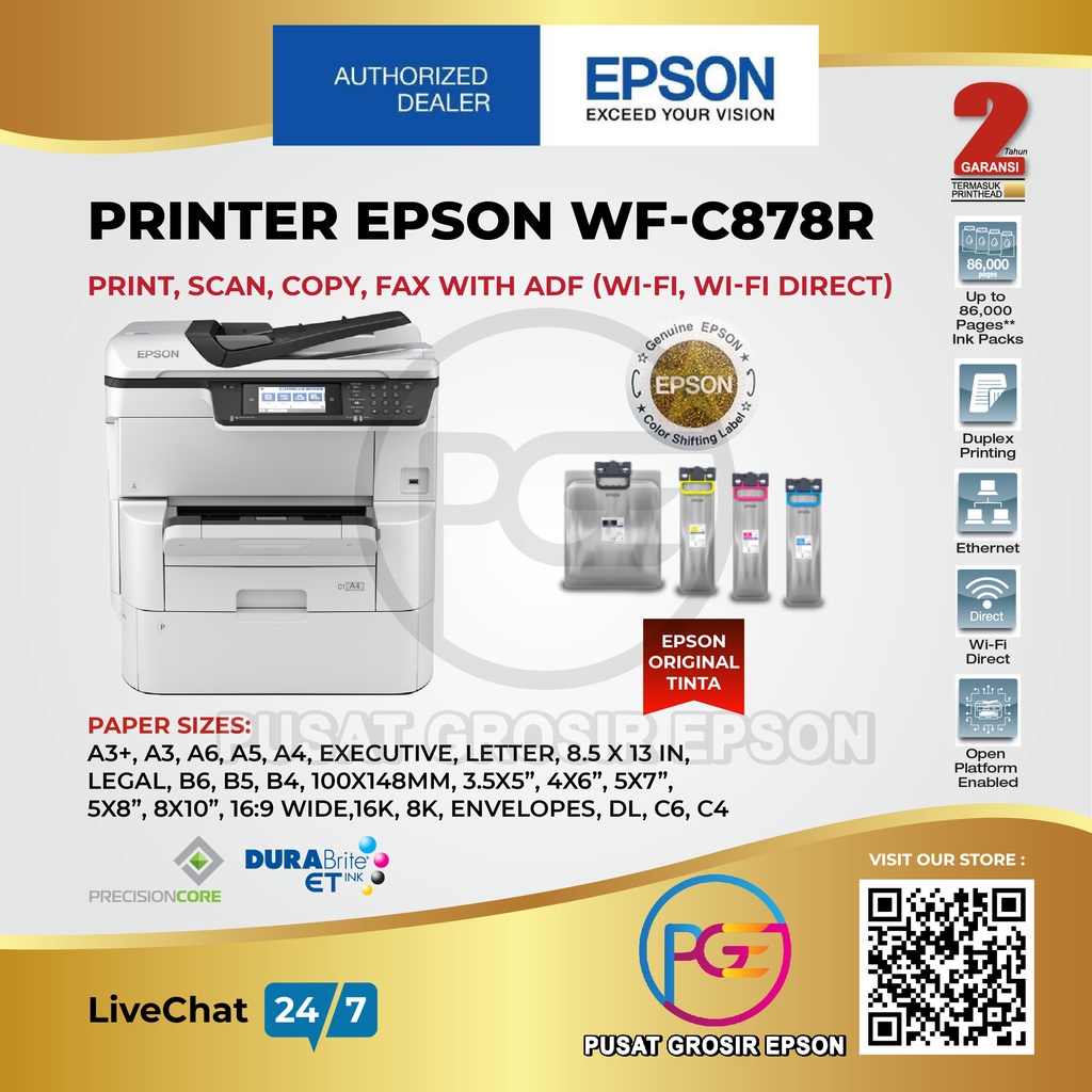 PRINTER WORKFORCE PR0 WF-C878R WFC878R WFC- 878R WFC 878R A3 MULTIFUNCTION GARANSI RESMI