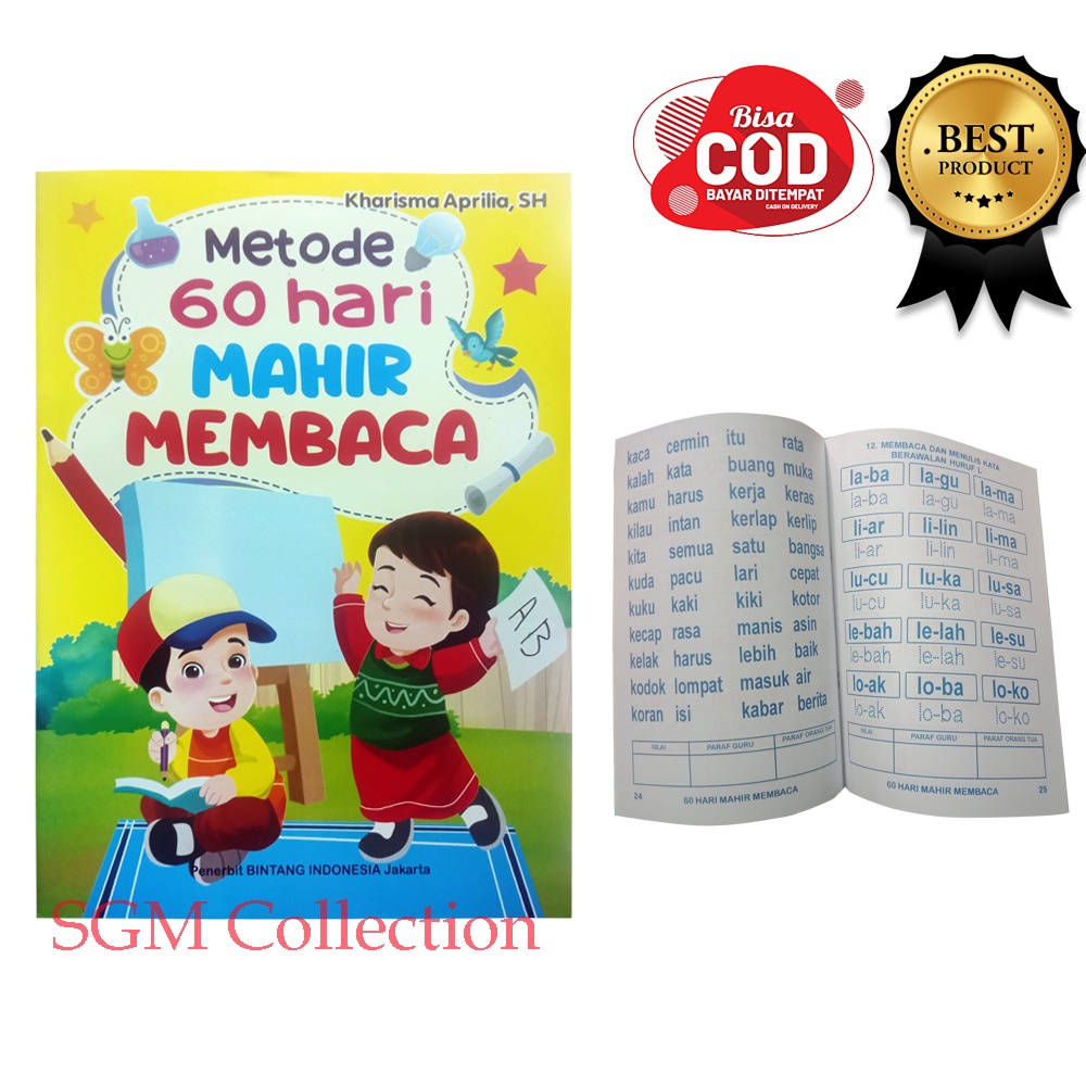 

Buku Metode 60 Hari Mahir Membaca / Panduan Belajar Untuk Anak PAUD TK DAN SD / Buku Pintar Belajar Membaca / Buku Edukasi Untuk Anak -