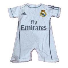 Baju bola bayi jumper romper jumpsuit Real Madrid jersey classic Home untuk usia 3-12 bulan