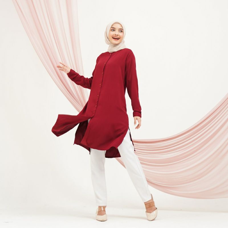 Tunik Polos Rayon/ Tunik Terbaru/ Tunik Kancing/ Tunik Busui