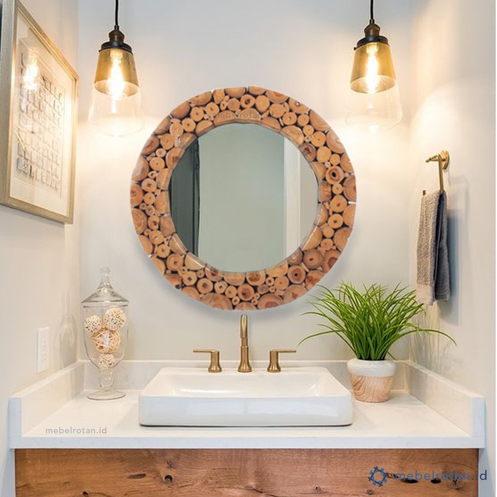 CERMIN BUNDAR WASTAFEL CIRCLE TEAK TOILET DINDING KAMAR CERMIN BUNDAR WASTAFEL CIRCLE TEAK TOILET DINDING KAMAR