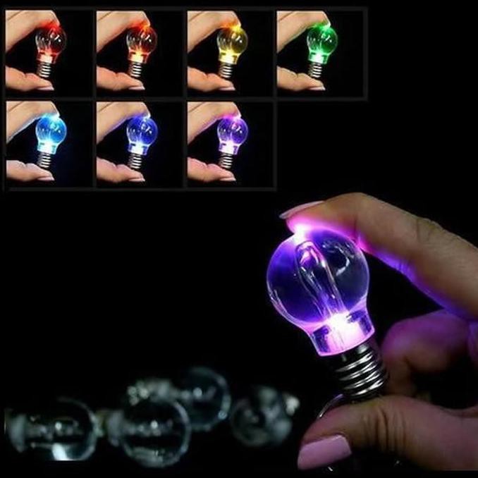 Murah/Sale Gantungan Kunci Kecil Bohlam Berwarna Lamp Lampu Led Mini Flash Color Garansi