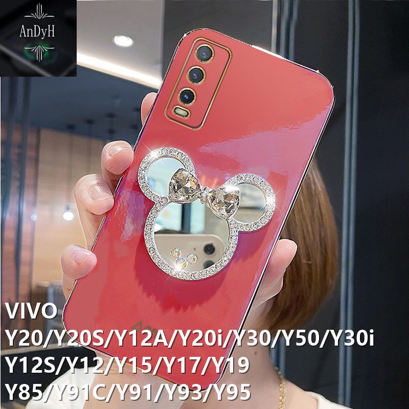 Case Desain Mickey Mouse Aksen Cermin Untuk VIVO Y93 Y91 Y95 Y30 Y30i Y50 V9 Y85 Z1 Z3X V15Pro V15 S1