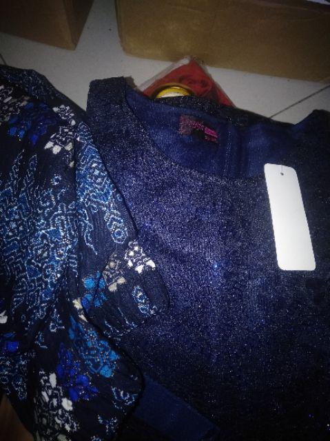 Stelan Kebaya Delika Brukat Kombi Rok Instan Plisket Batik