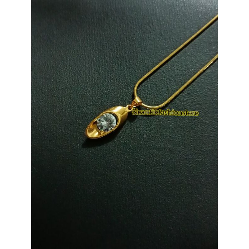 Kalung Titanium plus liontin Fashion wanita terlaris anti Karat tidak luntur kalung Wanita permata