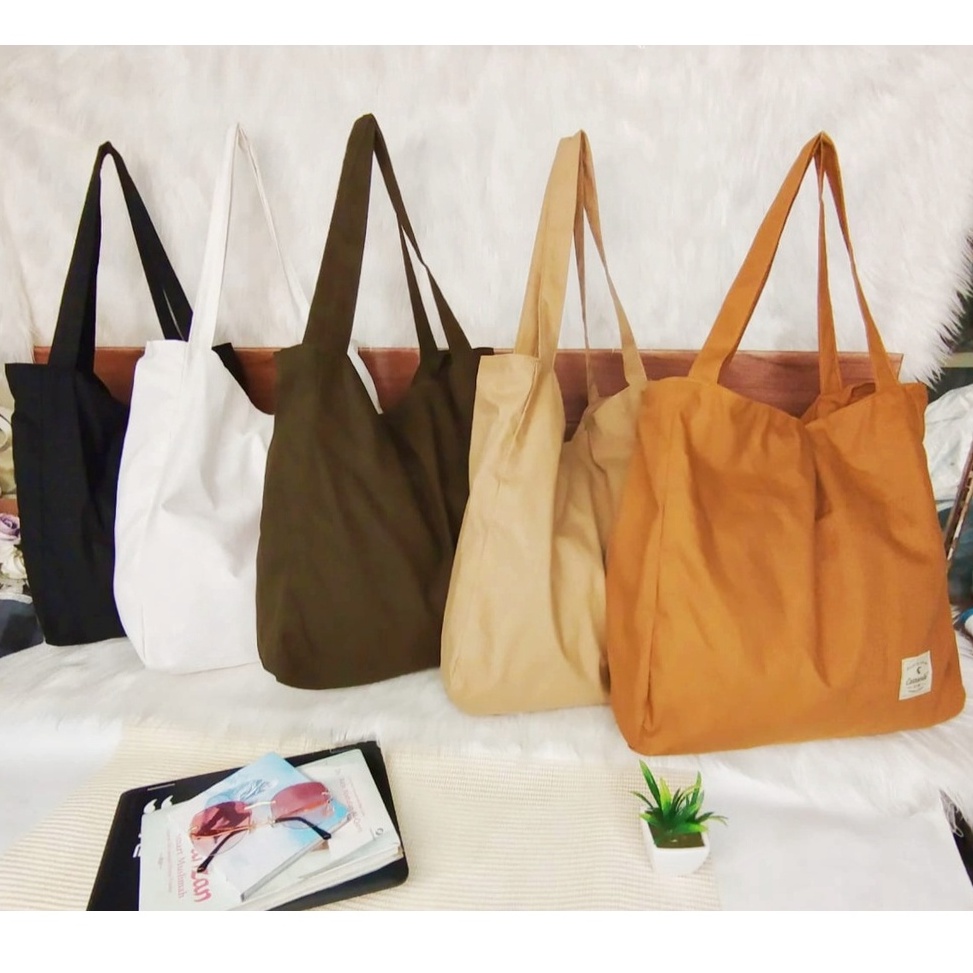 TOTE BAG RESLETING KANVAS TOTEBAG/NUDIE BAG CANVAS BESAR SELEMPANG POLOS WANITA BISA CUSTOM SABLON