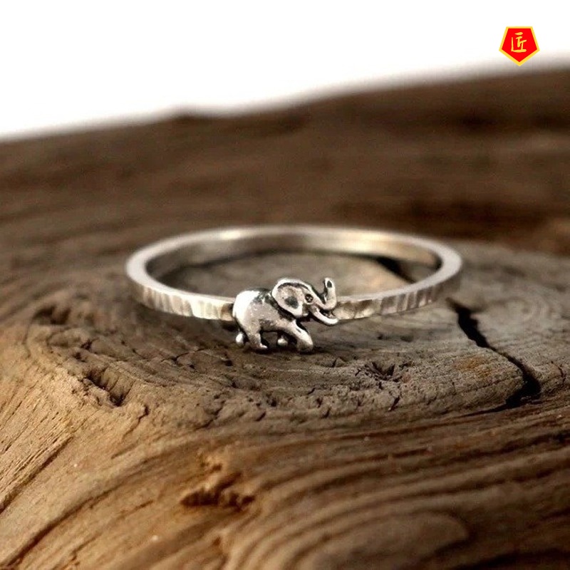 [Ready Stock]Retro Silver Elephant Ring Female Creative Simple