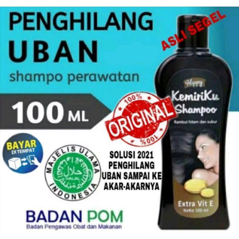 happy kemiriku perawatan rambut penghilang uban 100ml / shampoo herbal alami untuk mengatasi rambut 