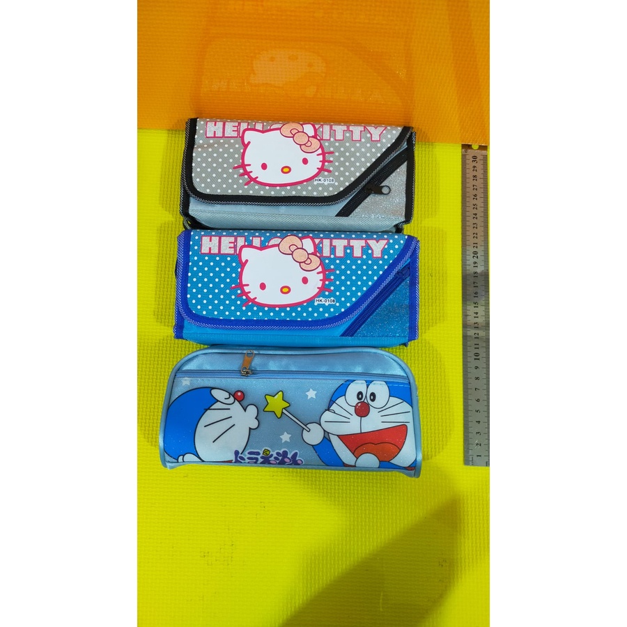 Kotak pensil besar anak bahan kain pouch restleting | tepak alat tulis | kartun karakter disney