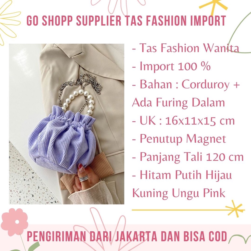 Tas Bucket Bag Wanita Import - Tas Selempang Bucket Mini Fashion Korea - Tas Pesta Wanita Terbaru Import Kekinian - Tas Mini Korean Style - Tas Corduroy Wanita [T07]