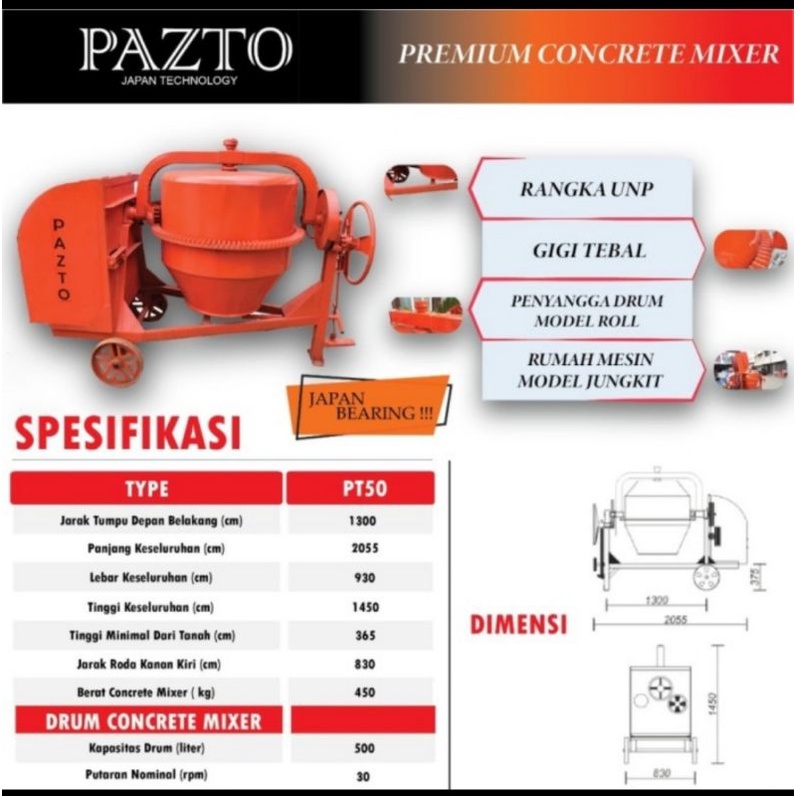 MESIN MOLEN PENGADUK SEMEN (POLOS TANPA MESIN) ADUK SEMEN TERBAIK